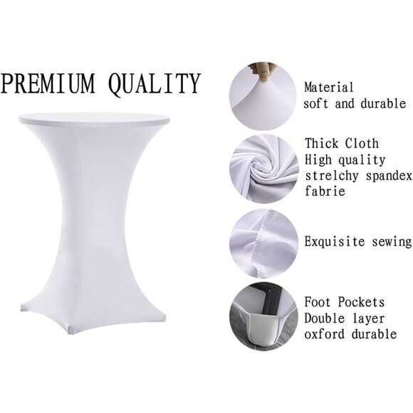 Fitted 6-Piece White Cocktail Table Covers 32x43 - Wrinkle Resistant & Durable - Picture 5 of 7